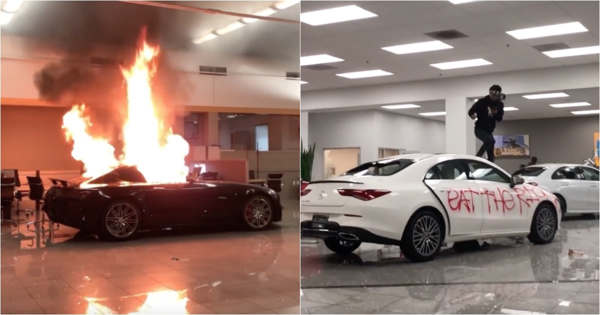 Vândalos invadem concessionário nos EUA e destroem carros de luxo